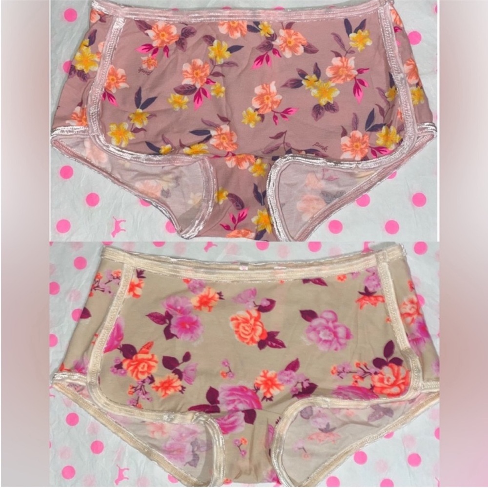2 Victoria’s Secret Pink panties bundle VS PINK cotton velvet Shortie boyshort
